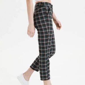 American‎ Eagle Outfitters Stretchy Knit Straight Leg Crop Plaid Trouser Pants 2